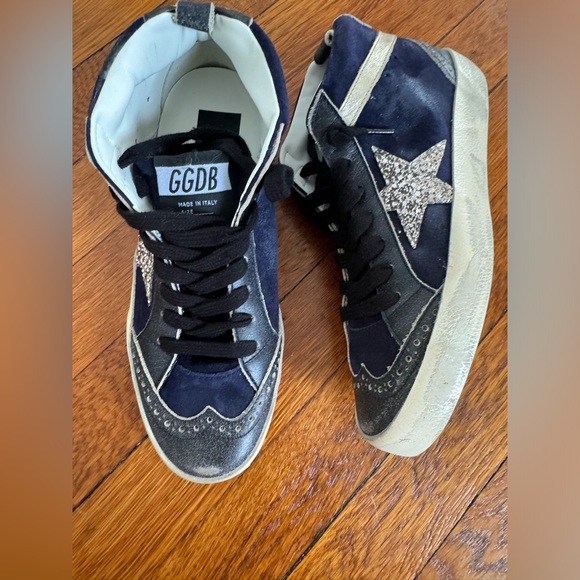 Golden Goose Mid Star Sneaker Navy Blue Gold Glitter NIB Auth - Picture 11 of 14